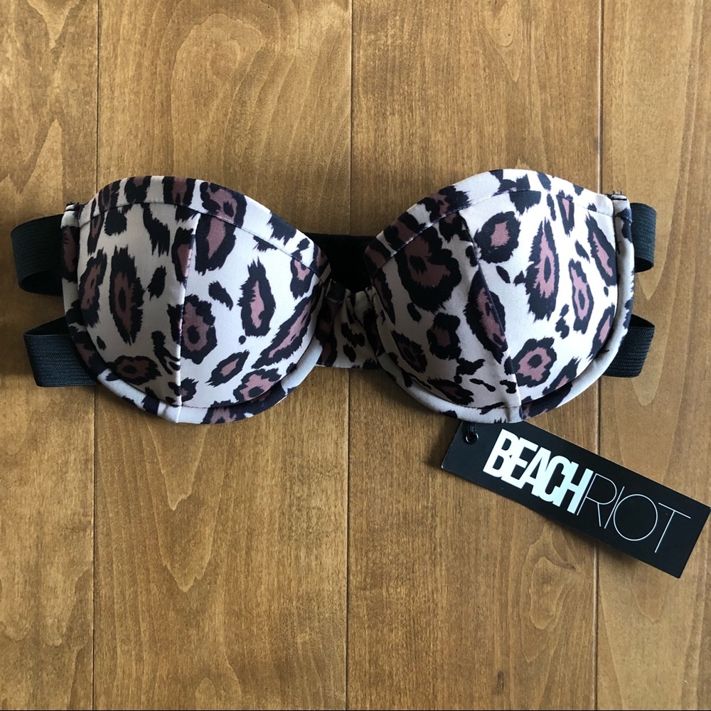 NWT BEACH RIOT Leopard Print Bikini Top Jungle